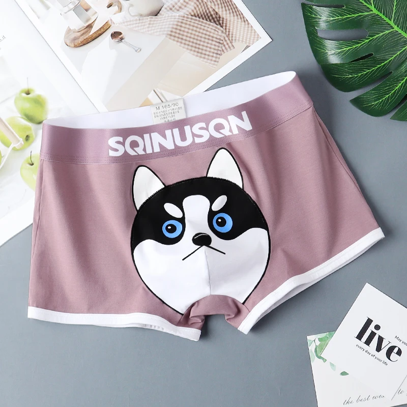 SQINUSQN New men\'s boxer panties Breathable men\'s underwear cute little dog Comfortable Men Underpants