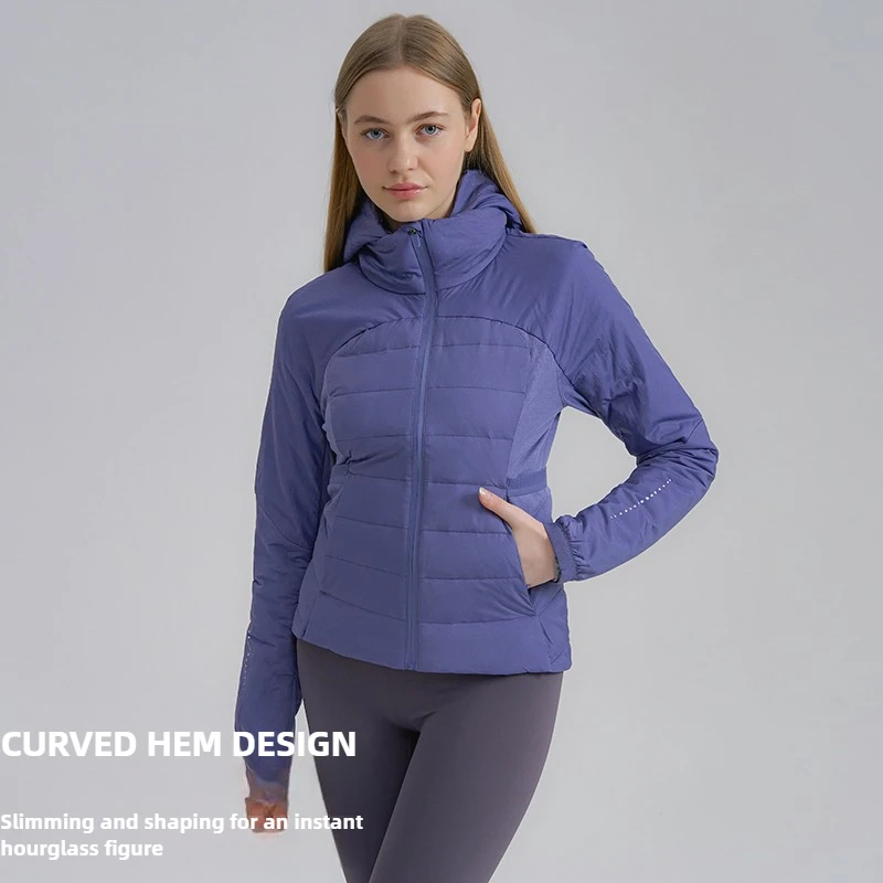 Chaqueta deportiva de invierno para mujer, Parka con capucha resistente al agua y al viento con cintura cónica y relleno de pato blanco