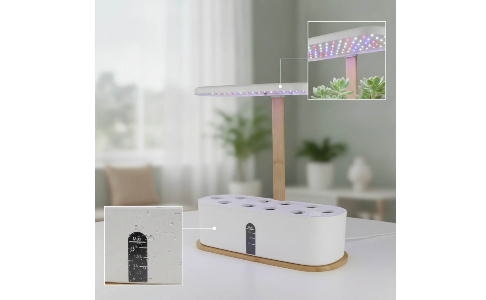 Hydroponic Planter with LED Grow Illumination areaSaving Indoor Hydroponic Garden Indoor Garden with LED Grow Light Fresh Slim