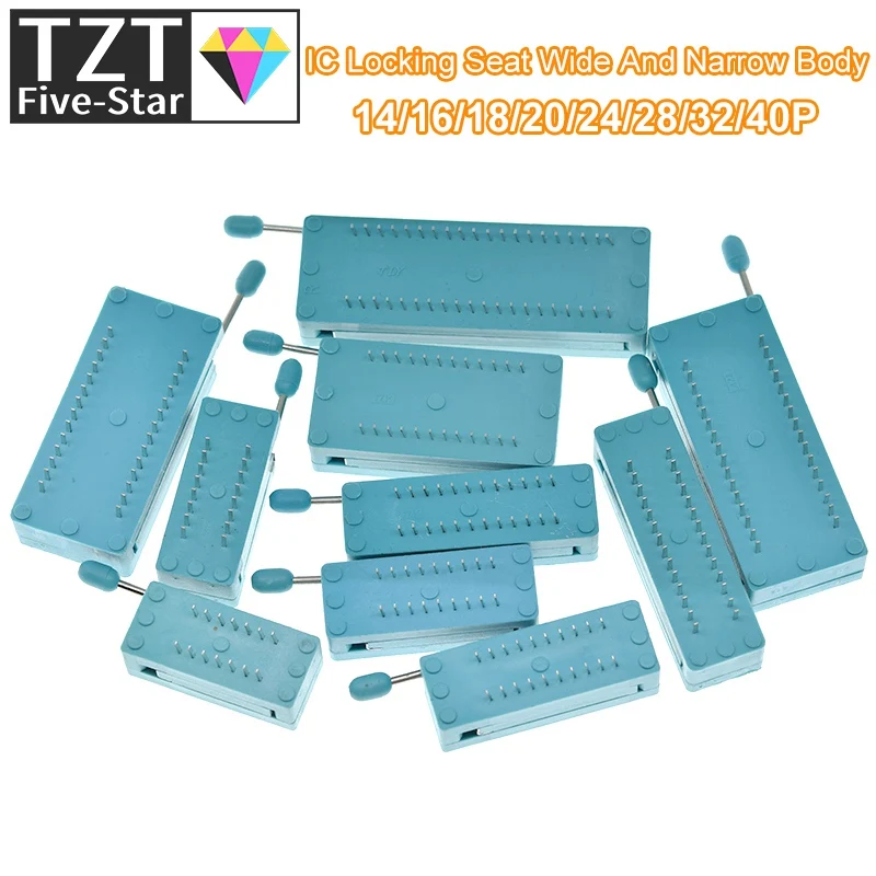 1pcs/lot 14 16 18 20 24 28 32 40 P Pin 2.54 MM Green DIP Universal ZIF IC Socket Test Solder Type IC lock seat zif socket