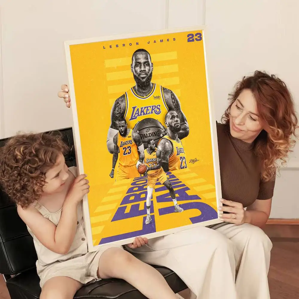 1PC L-LeBron J-James Movie Sticky Posters Retro Kraft Paper Sticker DIY Room Bar Cafe Aesthetic Art Wall Painting