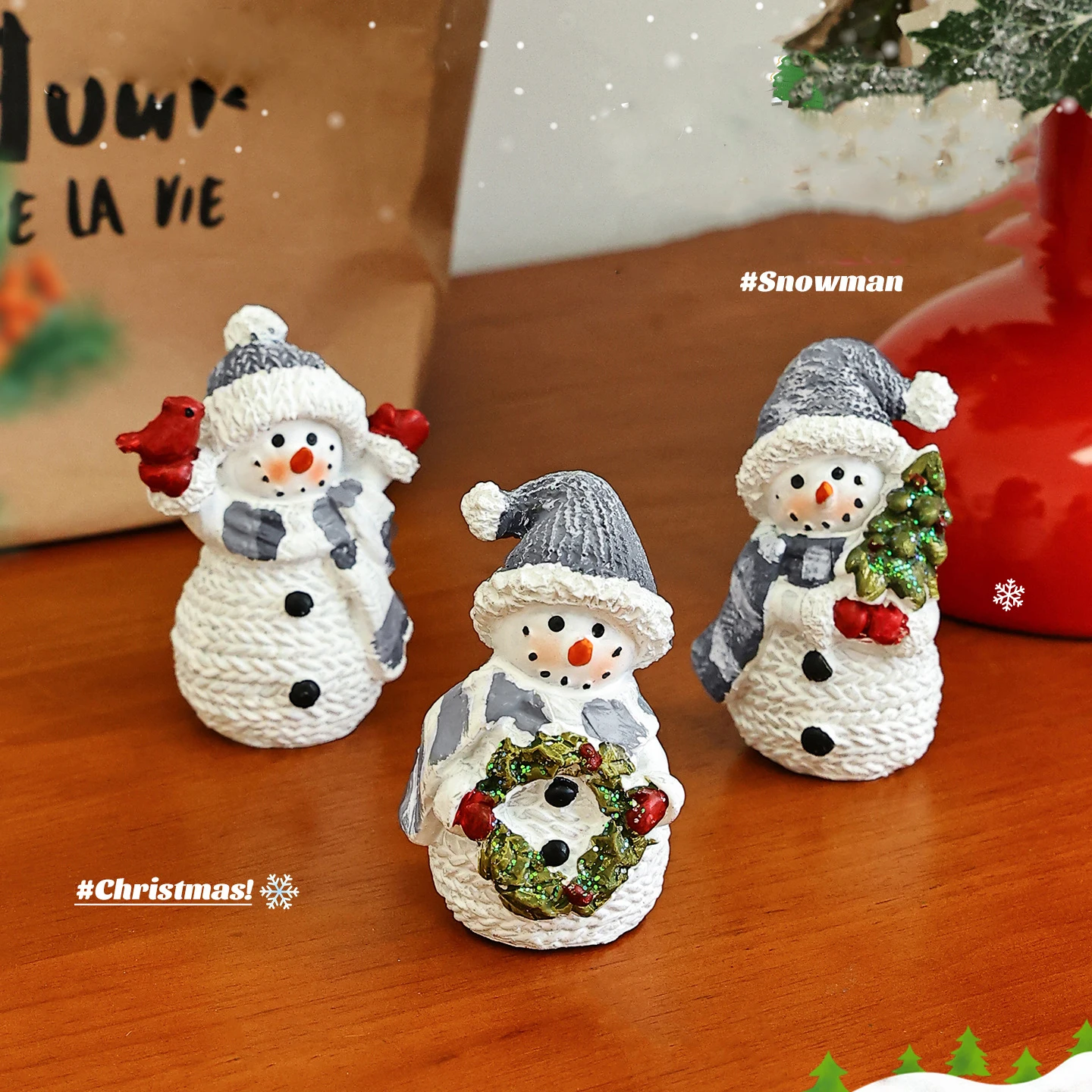 New Wreath Christmas Tree Snowman Ornament Desktop Decoration Cute Family Friend Christmas Gift Atmosphere Bedside Table Trinket