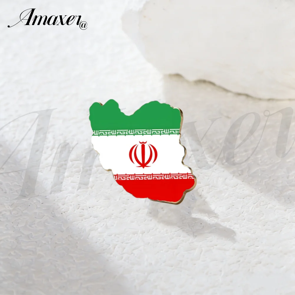 Iranian Flag Stainless Steel Brooch Necklaces Earrings Keychains Jewelry Sets For Women Men