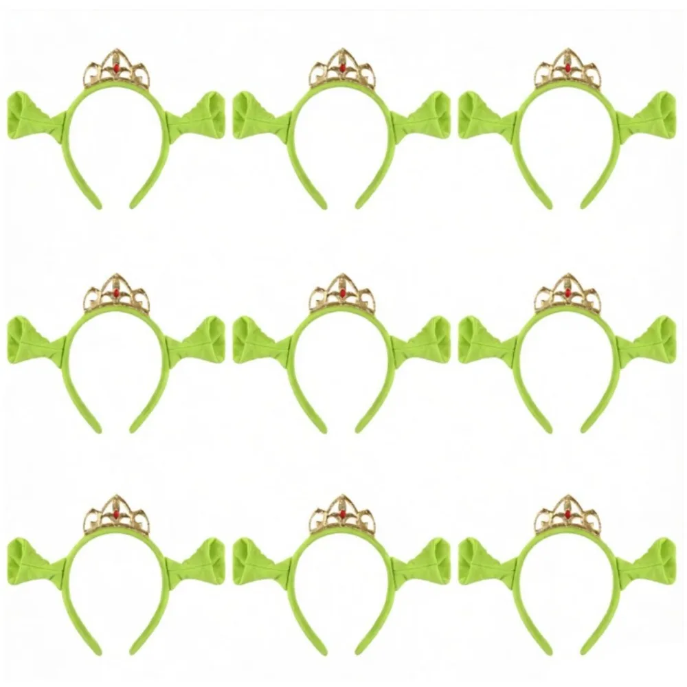 9PCS Green Ears Headband Plush Monster Headbands Women Teens Halloween Props Dress Up Christmas Theme Party Costume Accessories