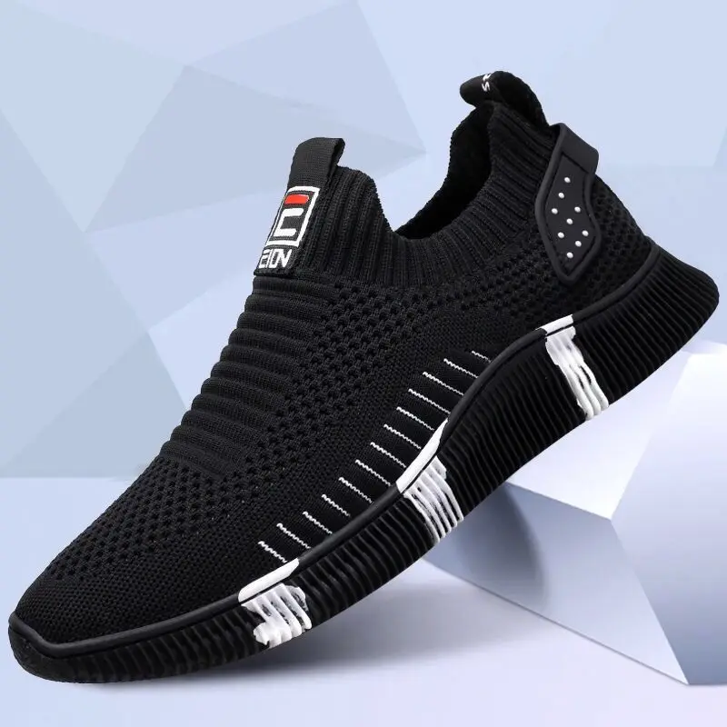 

Summer Men Mesh Breathable Sneakers Soft Bottom Flat Slip-On Running Shoes Casual Footwear Wearable Zapatillas Hombre