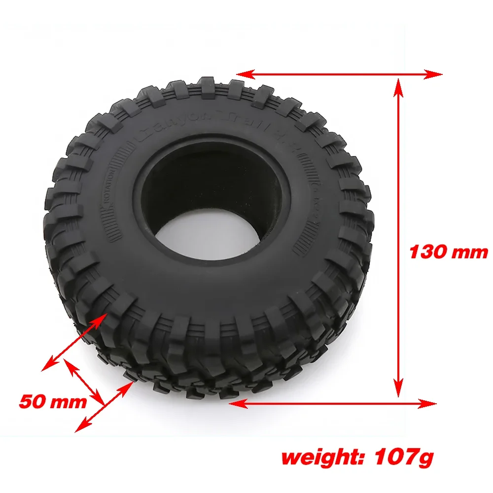 GGRC 4 Pcs 2.2 Inch Rubber Tyres Wheel Tires 130*50MM For 1/10 RC Rock Crawler Axial SCX10 RR10 Wraith Traxxas TRX4