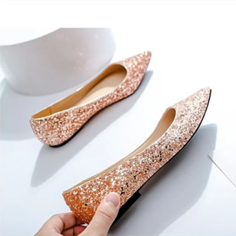 Women Dazzling Flats Bling Slip-on For Party Wedding Nigh Club Pointy Toe Nice Looking Footwear American And European Style 45 3