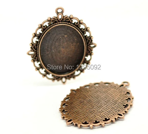 150Pcs Copper Tone Oval Cabochon Frame Setting Breloque Support de Camee Charms Pendants 61x48mm(Fit 40x30mm)