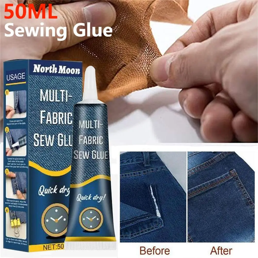 50ml Fabric Sewing Glue Multi Sewing Fabric Leather Fast Drying Glue  Transparent Super Strong  Sealers Glue Clothes Repair Tool