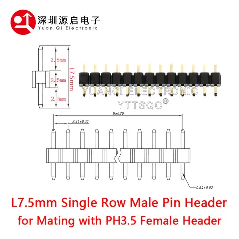 10 पीस 2.54 मिमी Ph3.5 शॉर्ट प्रोफाइल सिंगल रो स्ट्रेट 1x3/4/5/6/7/8/9/10/12/20/40P Rohs गोल्ड Pcb मेल फीमेल पिन हेडर कनेक्टर 6 best sales सोने की पिन - №2