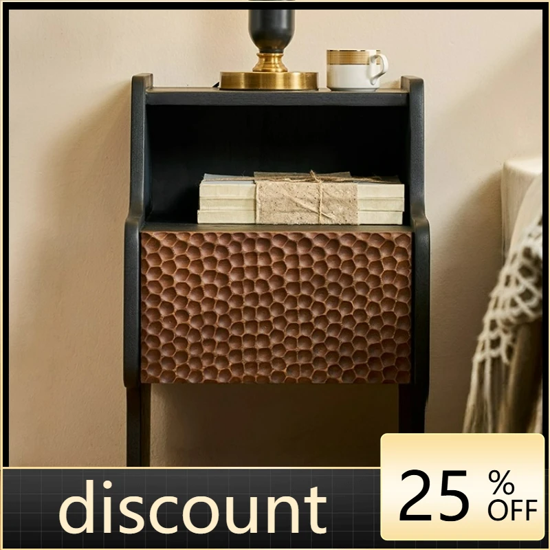 

LTT French retro all-solid wood bedside table Small apartment household bedroom Medium antique bedside table