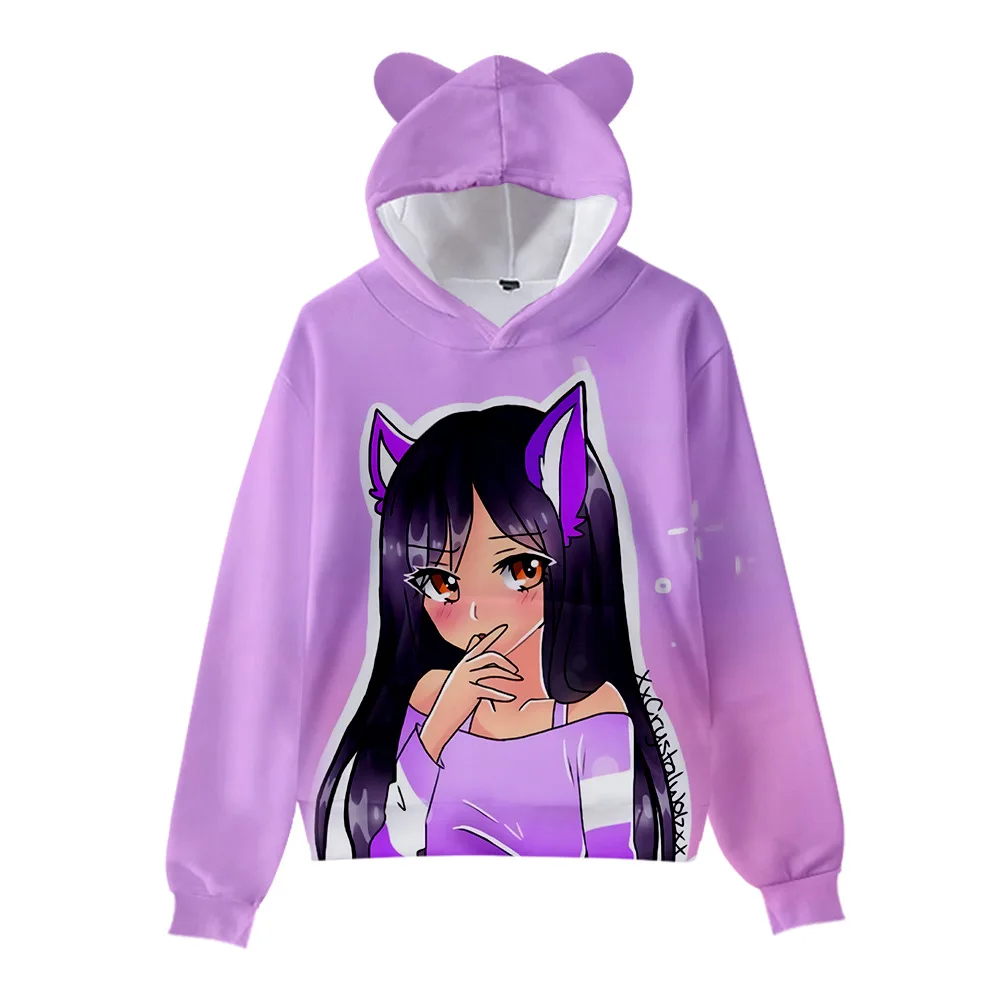 Aphmau Merch-Sudadera con capucha para hombre y mujer, ropa de calle Harajuku, Hip Hop, Kawaii, con orejas de gato, para niños