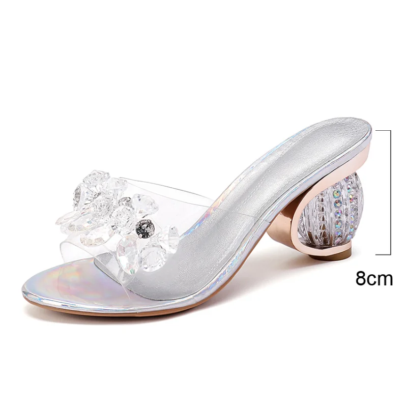 2024 New PVC Jelly Sandals Women Crystal Peep Toe High Heels shoes Crystal Transparent Heel Sandals Slippers Pumps Women Shoes