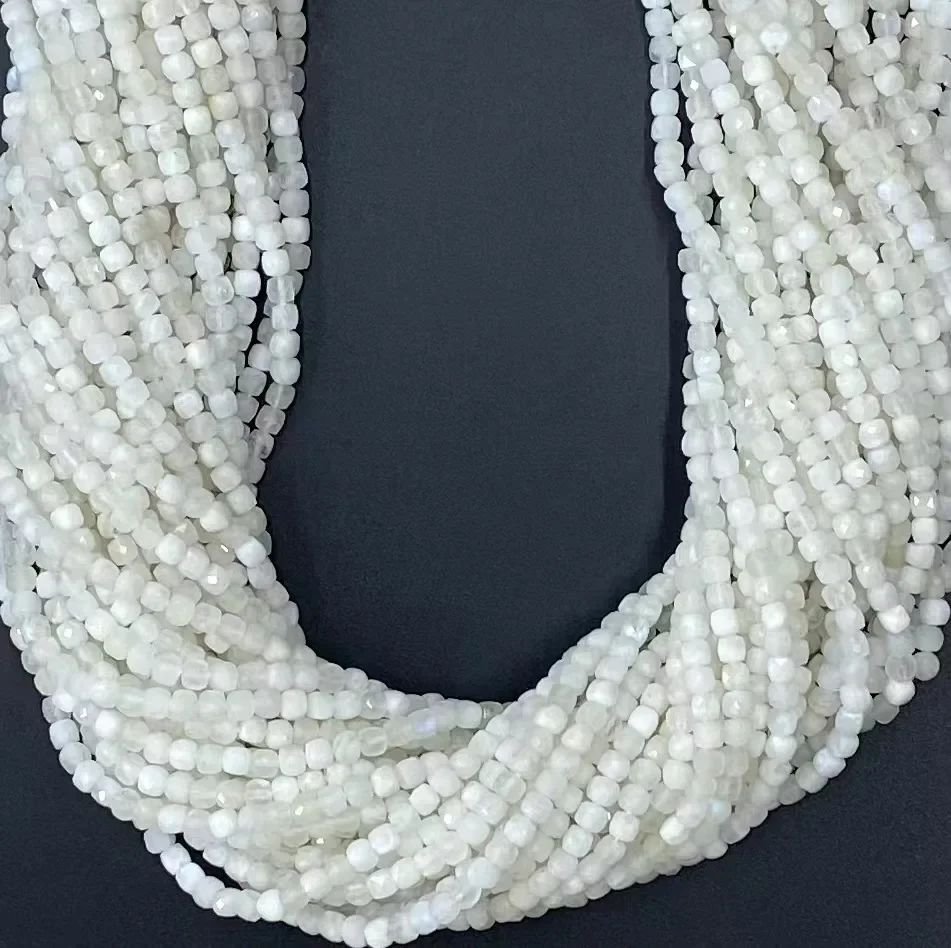 

Natural Blue Moonstone Square Shape Facted Beads Moonstone 38cm Loose Beads for Jewerly Making Design Fashion Stone Diy