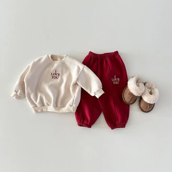 2024 Winter New Children Plus Velvet Thick Sweatshirt + Sweat Pants 2pcs Suit Boys Girls Fleece Warm Clothes Set Kids Outfits