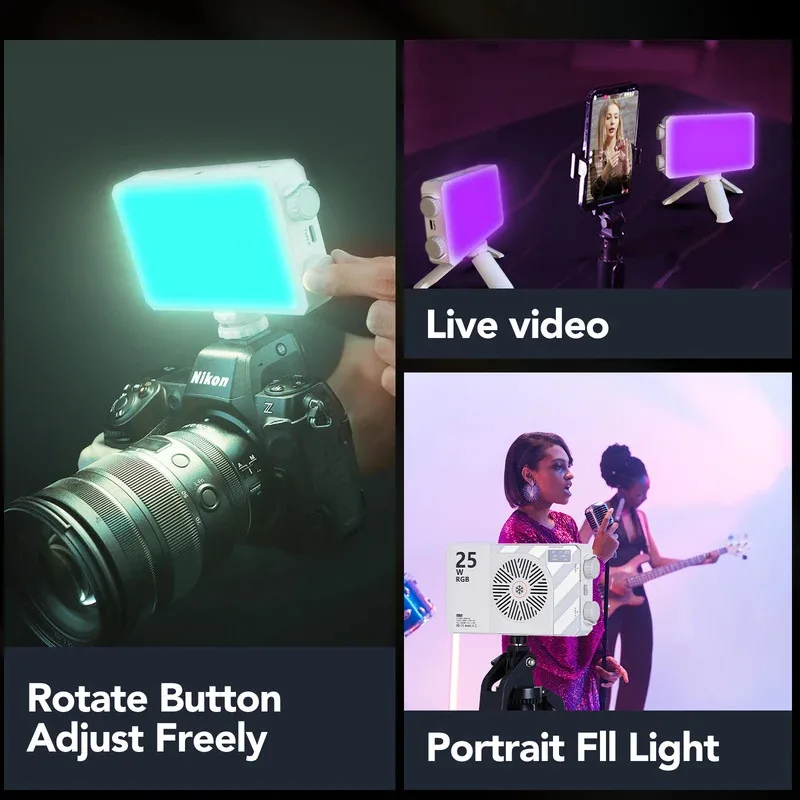 ANLAIKE U25 mocna lampa RGB pełnokolorowa do selfie, oświetlenie do transmisji na żywo, oświetlenie do fotografii plenerowej, lampa kieszonkowa