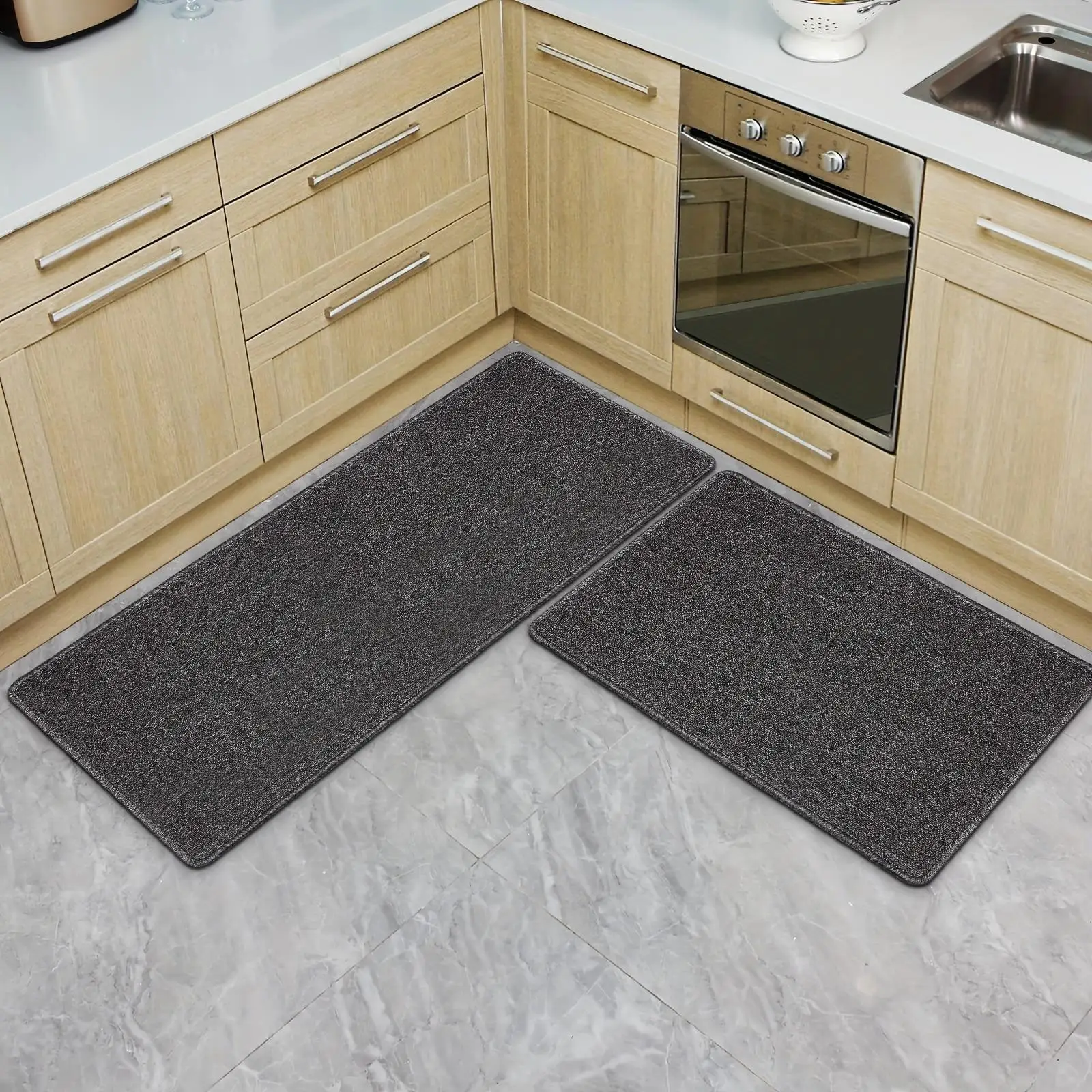 Non-Skid Laundry Room Mats 31.5x17.3in & 47.2x17.3in - Anti-Fatigue Indoor Door Rugs for Hallways & Under Sink