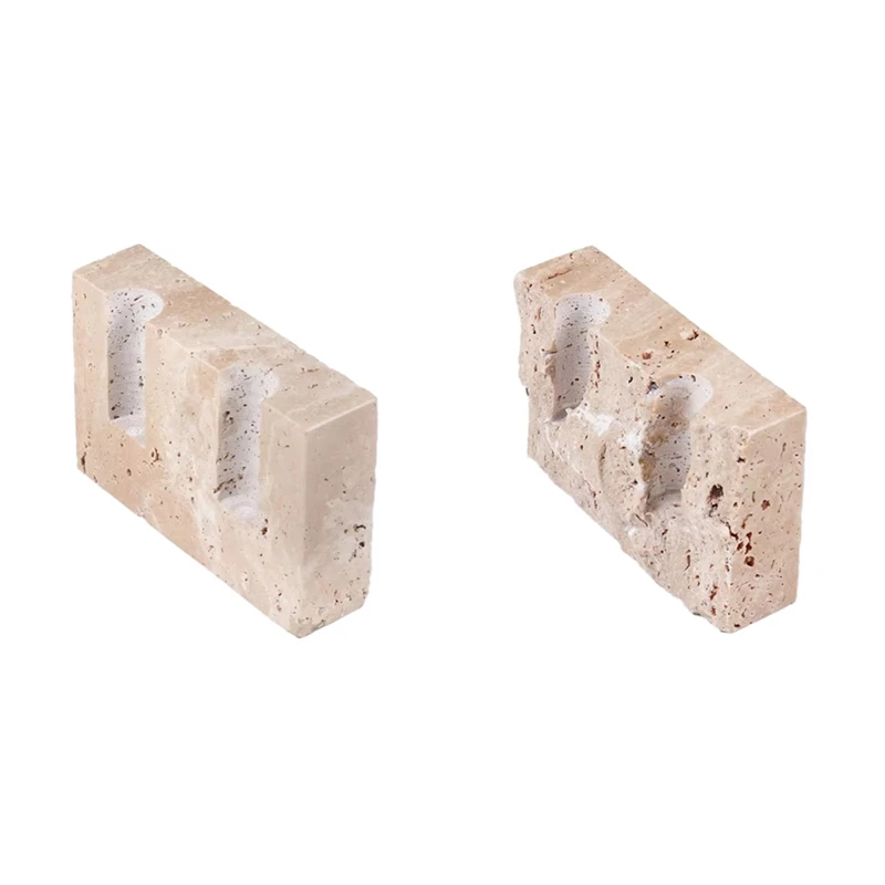 

Vintage Candlestick Holder, 2 Holes Travertine Stone Candle Holder For Wedding,Party-Elegant Table Centerpiece