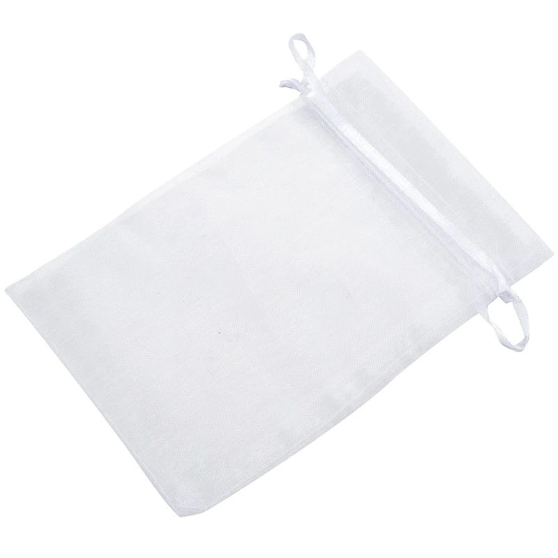 400 Pieces 4 By 6 Inch Organza Gift Bags Drawstring Jewelry Pouches Wedding Party Favor Bags (White)