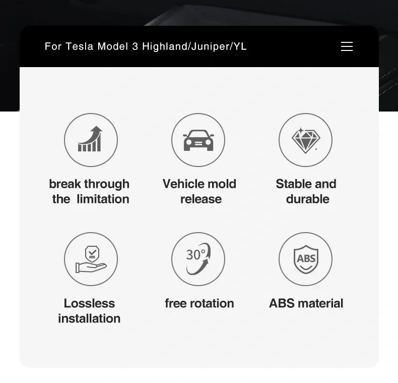 Neu Für Tesla Model Juniper Model 3 Highland Modell Y L 2025 Schwenk Halter Halterung Tilt Bildschirm Rotierenden Halterung Kit Auto Zubehör – Detail 8