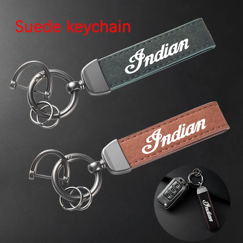 

High-Grade Leather Suede Keychain Motorcycle Key Ring For Indian FTR 1200 S FTR1200 Carbon / Rally Chief VINTAGE Accessories