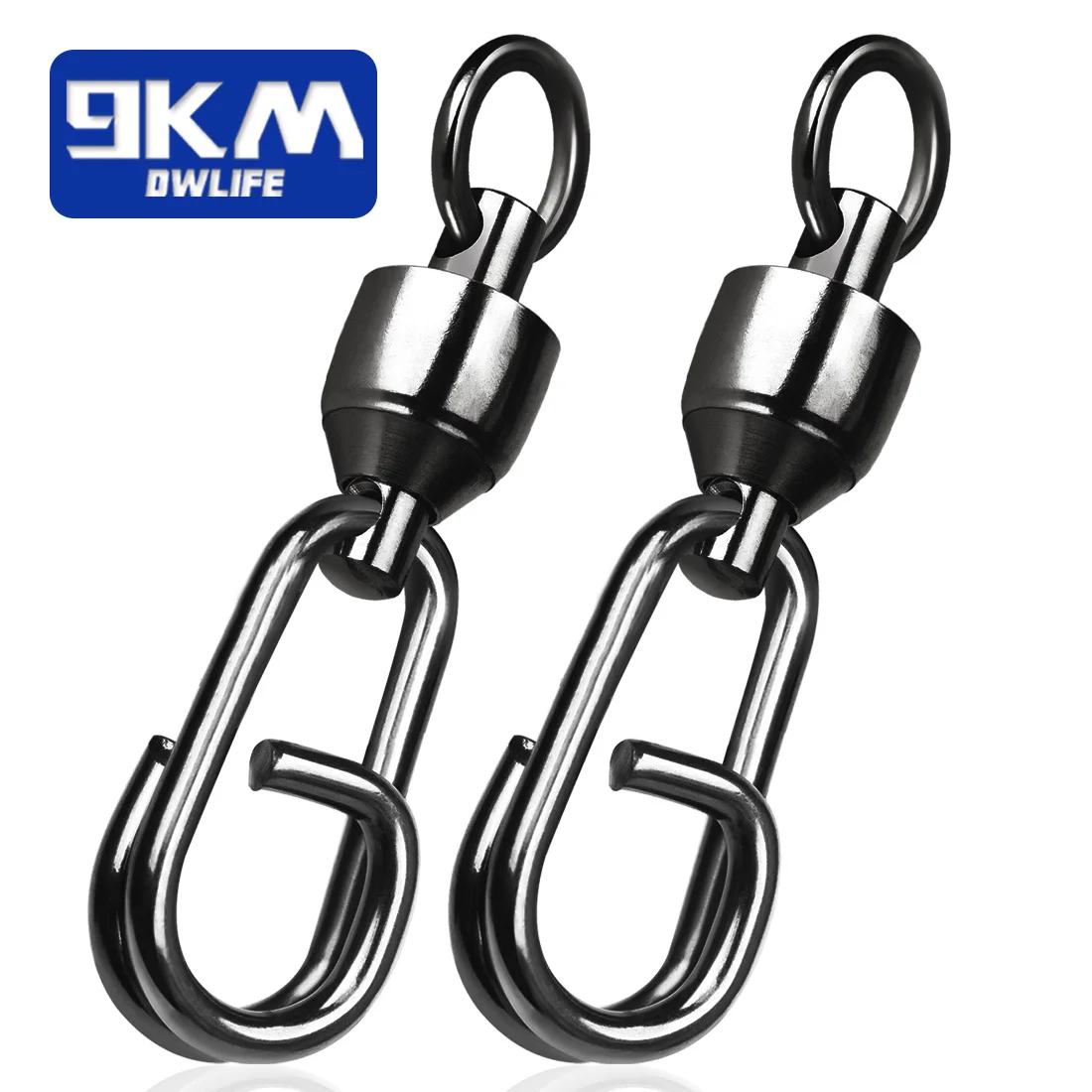 9KM-Fishing gira com Split Ring, Ball Bearing giratória, Carp Fishing Lure conectores, Power Clip, água salgada, 25-100Pcs