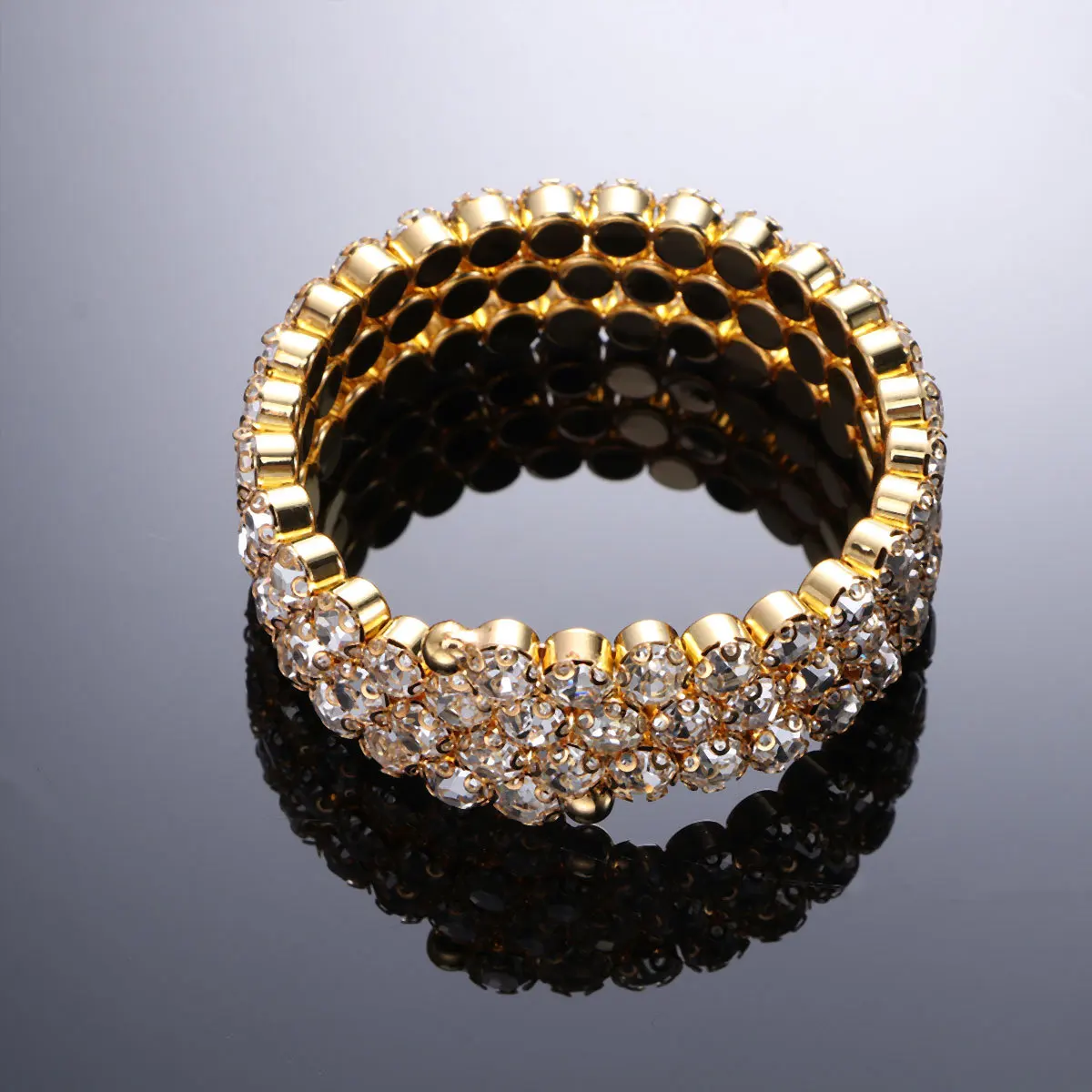 

Elegant Crystal Bracelet Shiny Stretch 3 Rows Women Girls Accessory Gift Crystal Bracelet