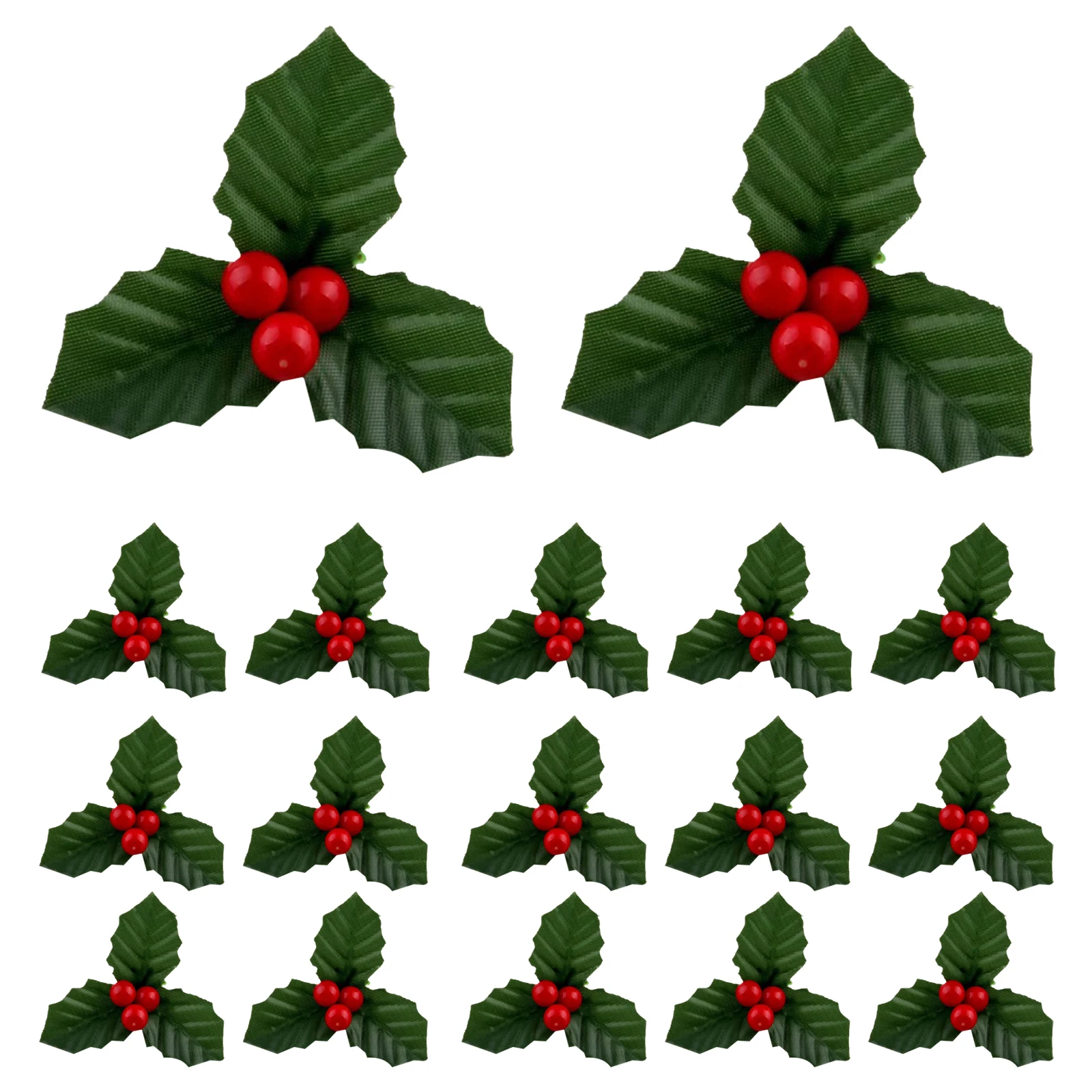 

50Pcs Faux Holly Berry Leaves Picks 7Cm Artificial Red Berry Branches Stem for Christmas Wreath Fillers DIY Holiday Party Decor