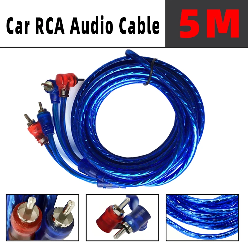 Câble d'amplificateur de voiture 0.5/1/3/5M, Installation Jack RCA, fil de cuivre, connecteur Audio hi-fi stéréo numérique pour véhicule