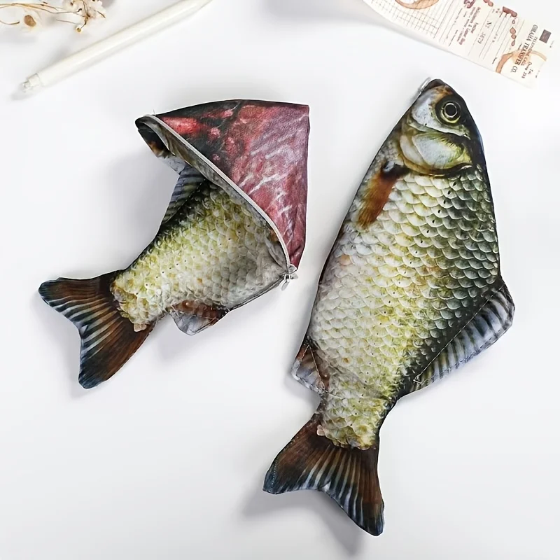 Fun Simulated Fish Pencil Case Creative Fresh Crucian Carp Stationery Bag Pencil Bag Coin Bag Crucian Carp Stationery Box Storage Bag image 4