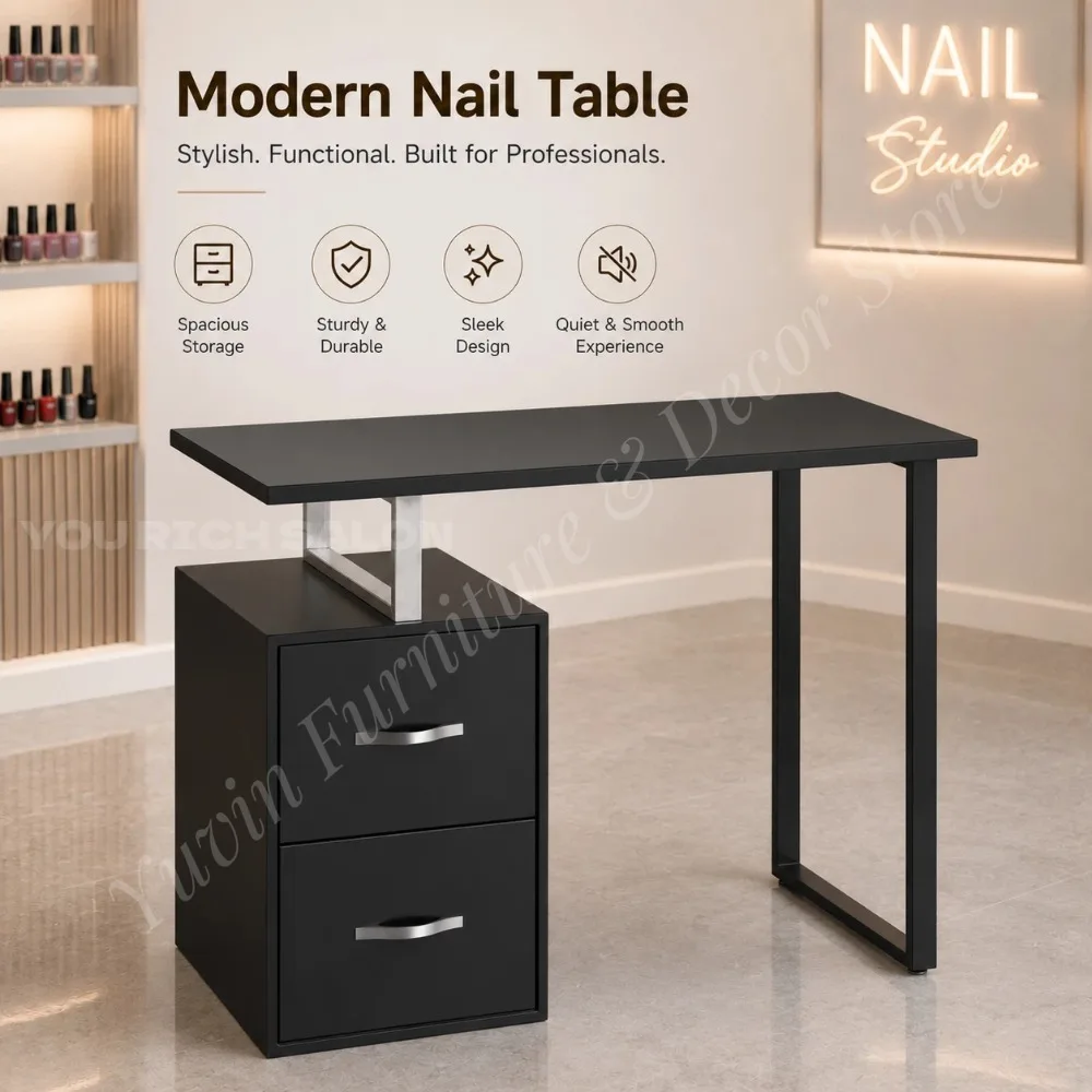 Luxury Nail Table Large Storage High Stability Durable Nail Salon Desk