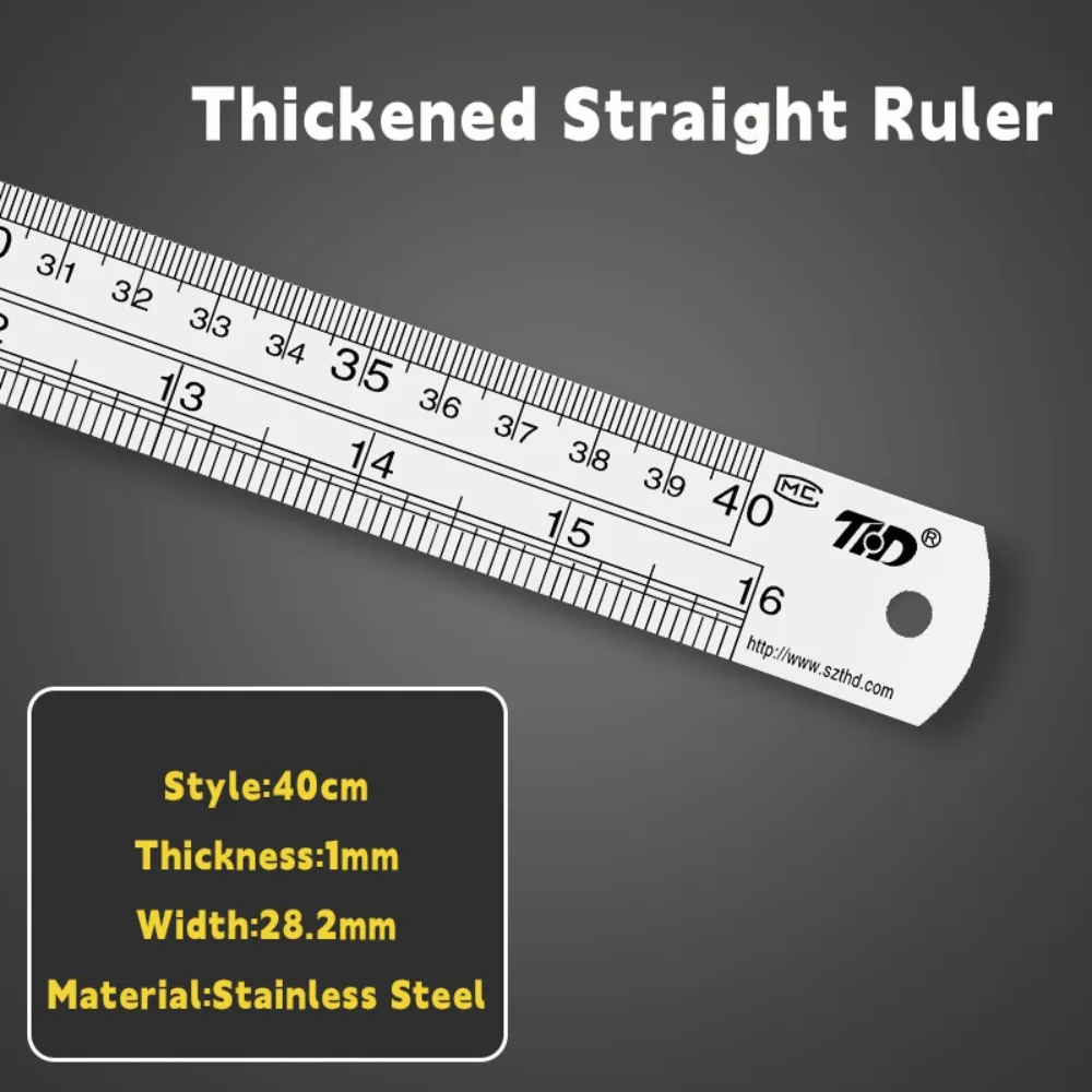 

15/20/30/40/50cm Stainless Steel Ruler Stainless Steel Double Side Scale Drawing Ruler Thickening Engineer Grade Measuring Tool