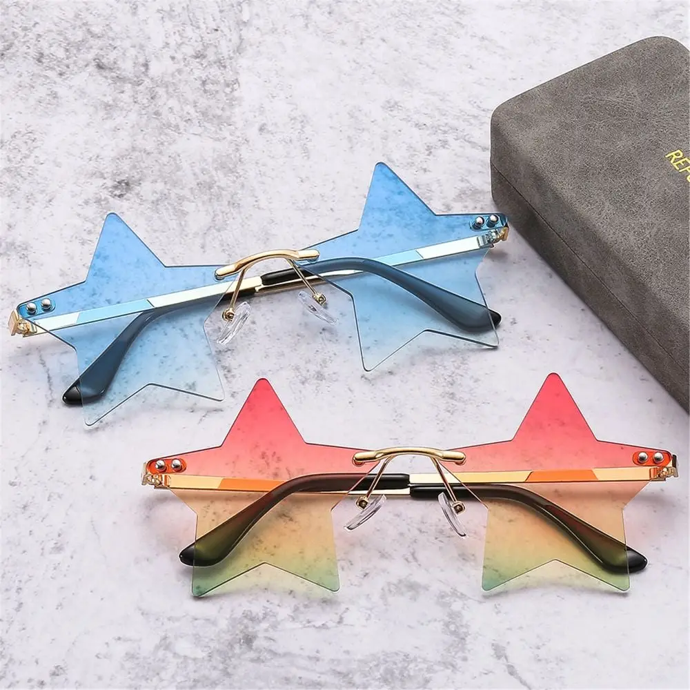 

Funny for Women & Men Pentagram Eyewear Star Shape Rimless Driving Sunglasses Party Glasses Sun Glasses