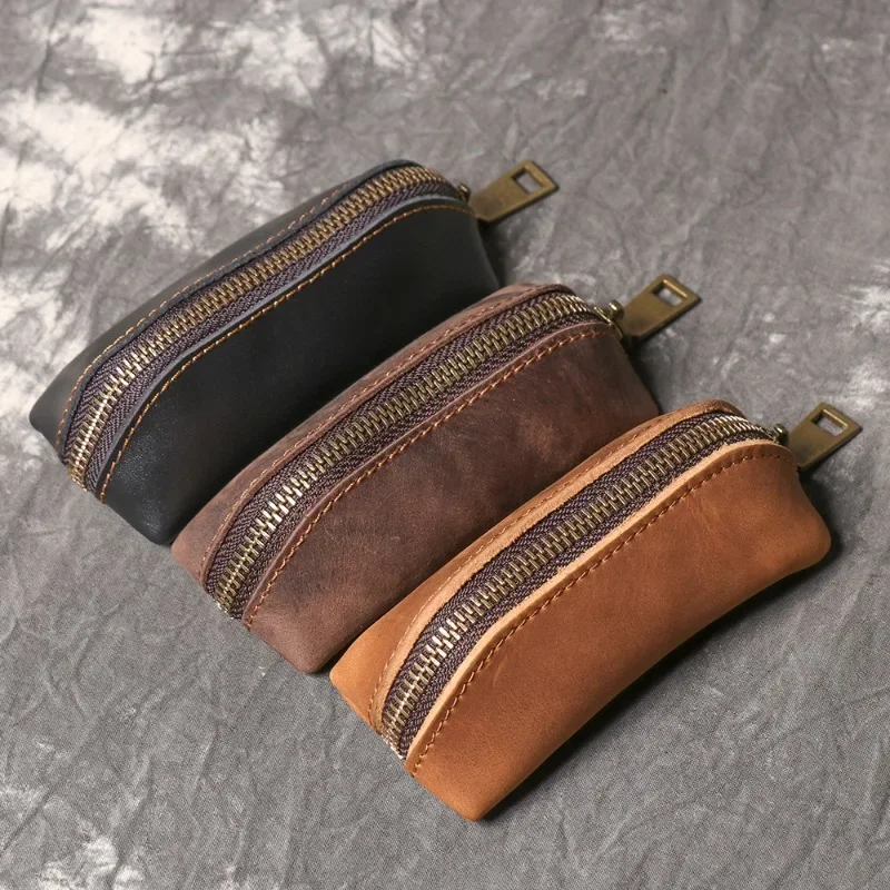 Bestselling Crazy Horse Leather Wristlet Coin Purse, Top Grain Cowhide Multi Key Pouch for Men Women