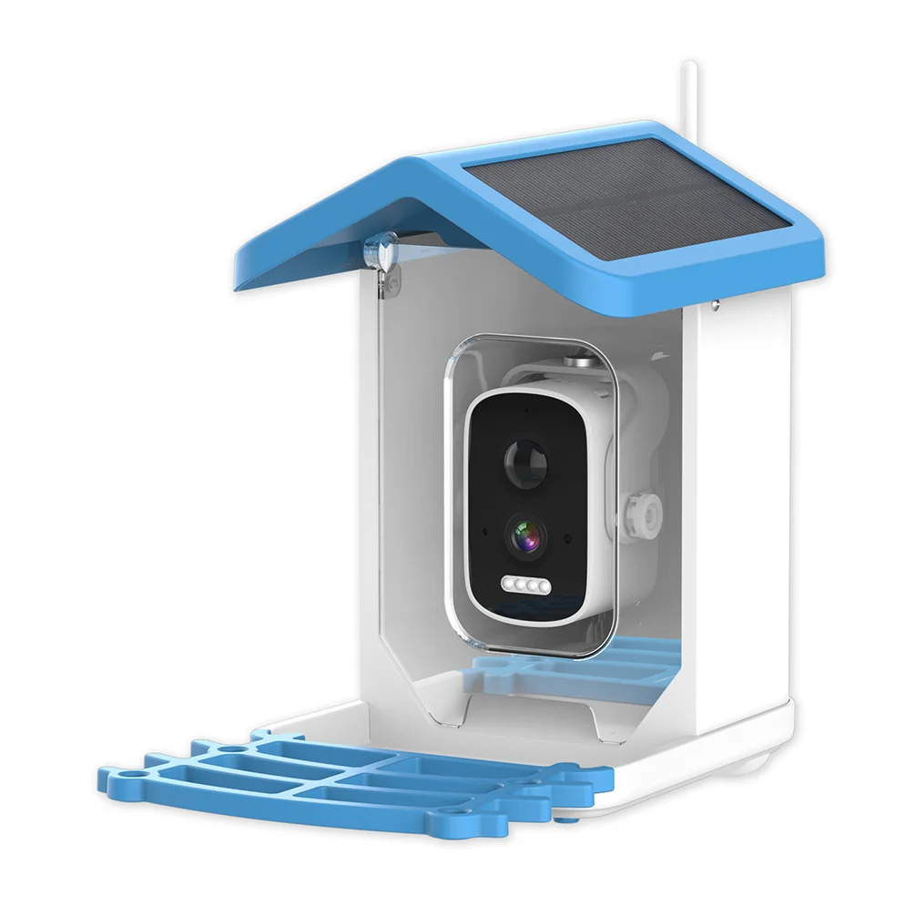 Pine Wooden Waterproof Smart Bird Feeder Bird Camera with Solar Panel Bird Lover APP Control