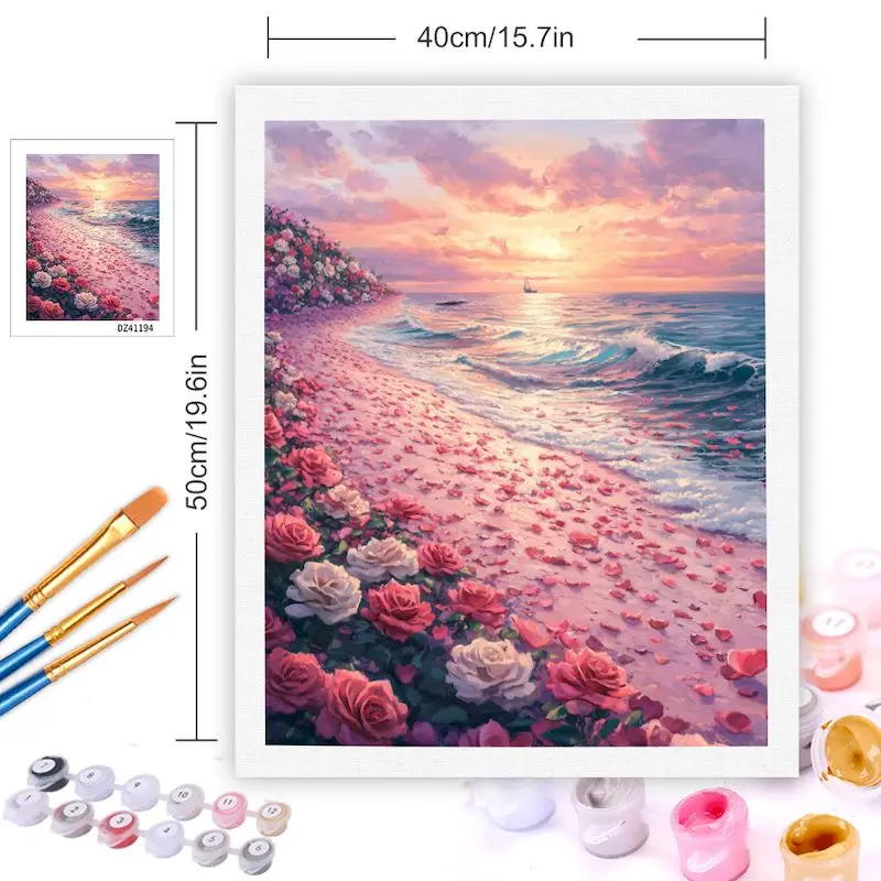 GATYZTORY Frame Paint By Numbers Landscape Hand Painting Canvas Zero Basis Acrylic Paint Drawing By Numbers For Home Decoration