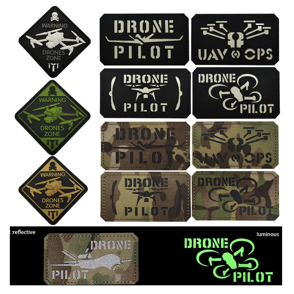 DRONE PILOT UAV OPS  Bubble Fish luminous IR Reflective Magic Badge WARNING DRONES ZONE Military fan morale armband Patches