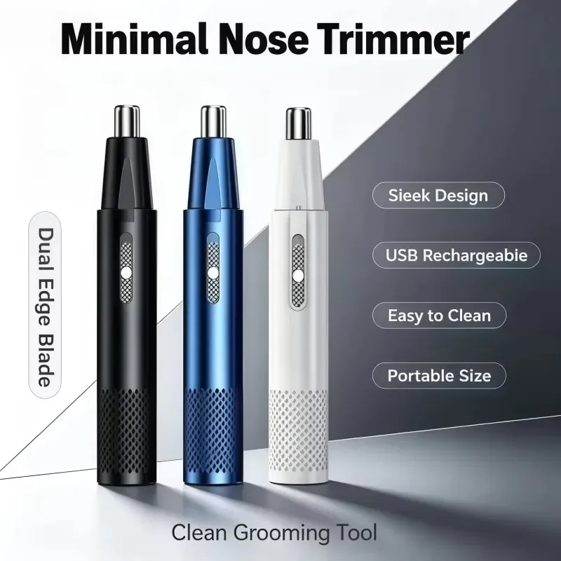 1Pcs Portable Mini Nose Hair Trimmer, Electric Facial Hair Removal Device for Men & Women, Painless & Safe Blue,White,Black