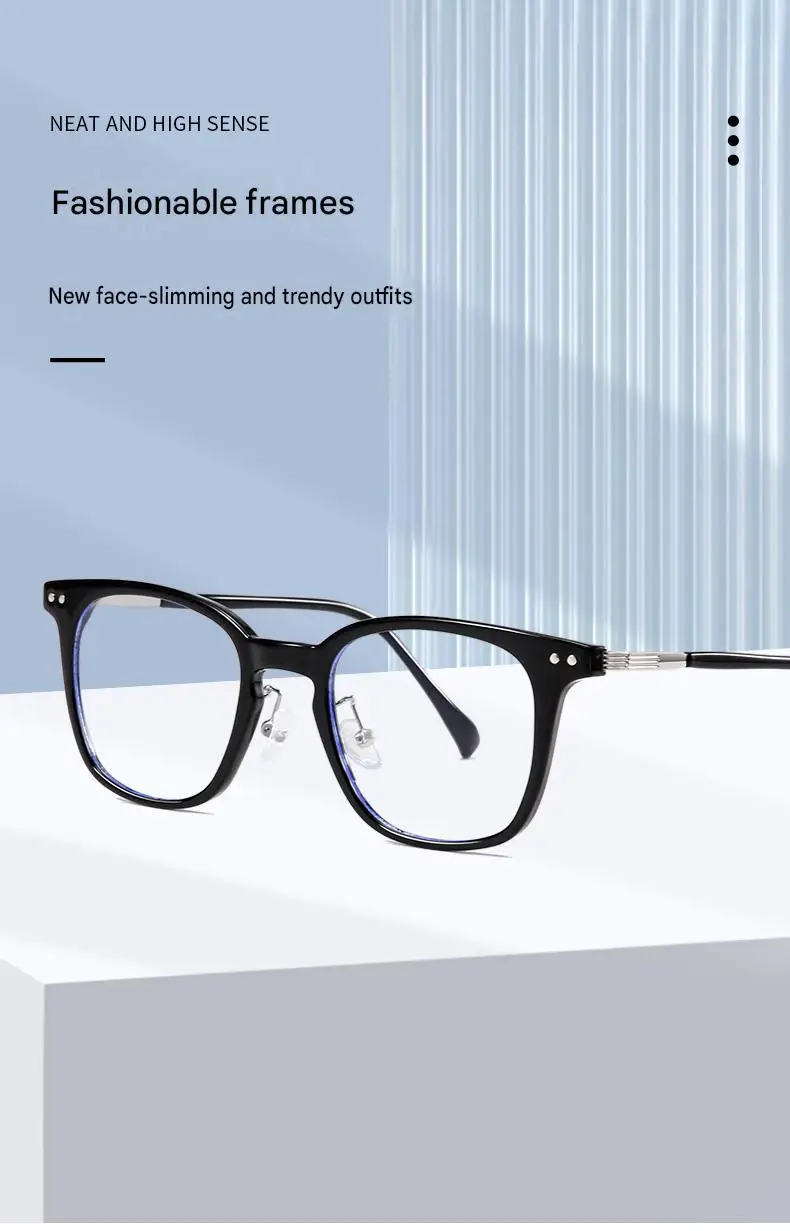 BEMORE Square Unisex Prescription Eyeglasses Acetate Photochromic Anti Blue Light Women Men Glasses with Myopia Degree