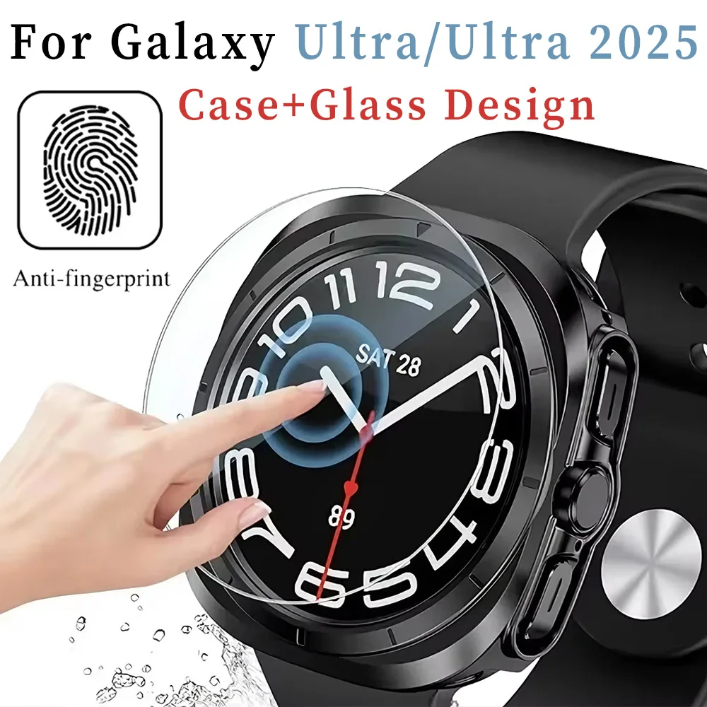 Matte Watch Cover For Samsung Galaxy Watch Ultra/Ultra 2025 47mm Tempered Glass Screen Around Shell Protective Hard Bumper Case