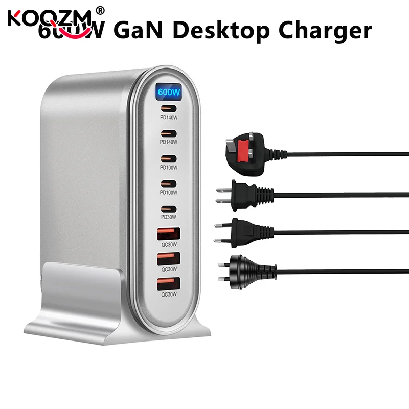 

600W Fast Charge GaN Charger with Multiple Ports, Type-C PD Adapter for IPhone 16/15, MacBook and Tablets.