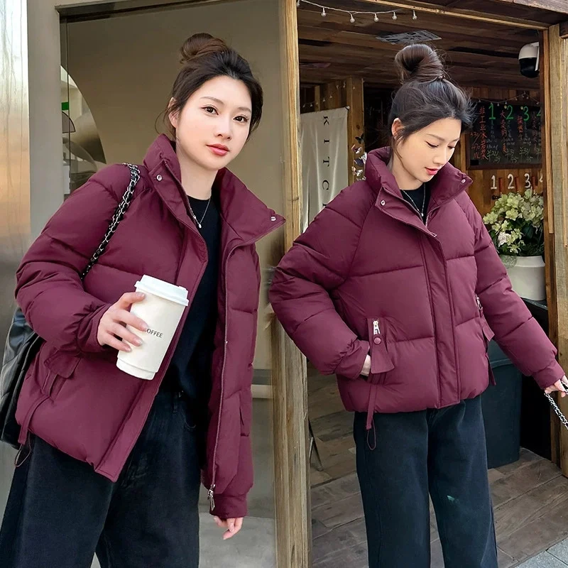 Winter Down Cotton Woman Clothes Popular Parkas Large Size Harajuku Stand Collar Hooded Keep Warm Zipper Office Lady Down Jacket