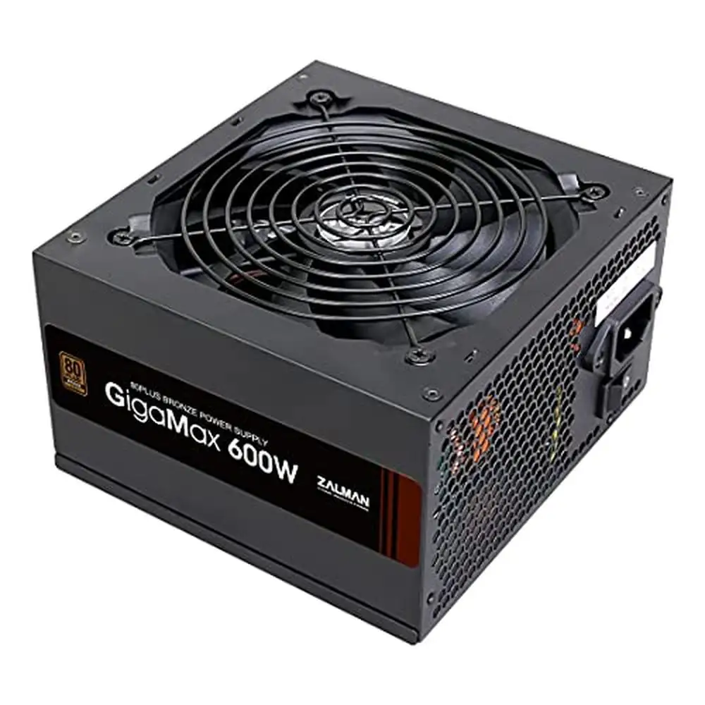 600W 80 Plus Bronze Certified Non-Modular Power Supply Quiet Fan Black Cables Stable Output PSU Bundle