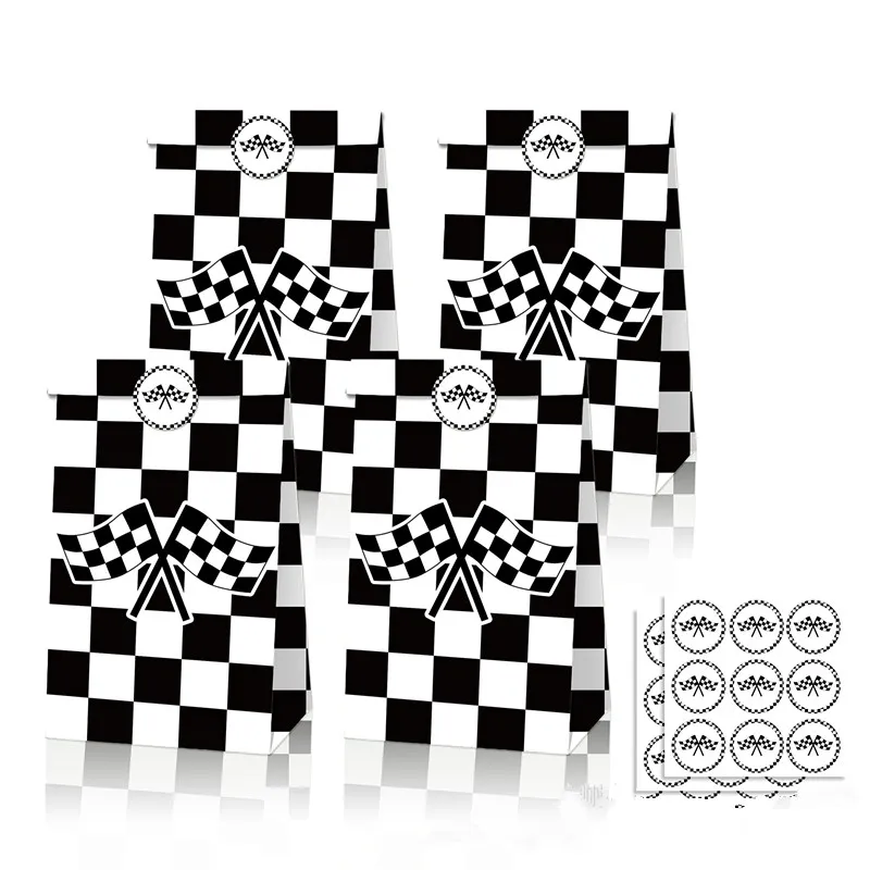 12pcs Race Car Racing Treat Boxes Gift Bags Candy Wrapping Birthday Party for Boy Decoration Baby Shower Event Festival Decor view 2