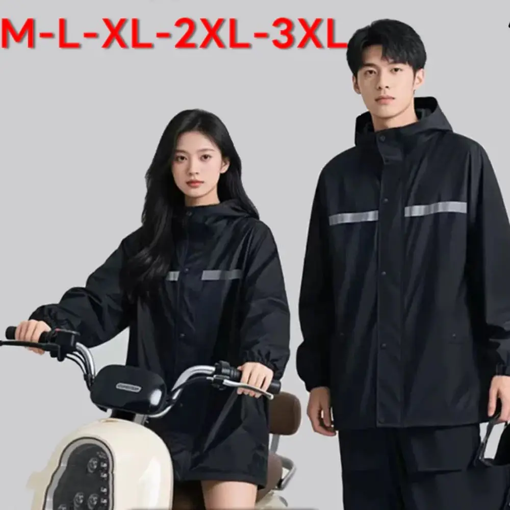 

Oxford Cloth Waterproof Rain Poncho One-Piece Suit Hooded Design Riding Raincoat with Zipper Impermeable Material