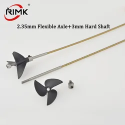 RC Boat High Quality Shaft Kit 2.35mm Flexible Axle with 3mm Hard Axle +Drive Dog + Hex Nut+3 Blades Proprller for RC Boat