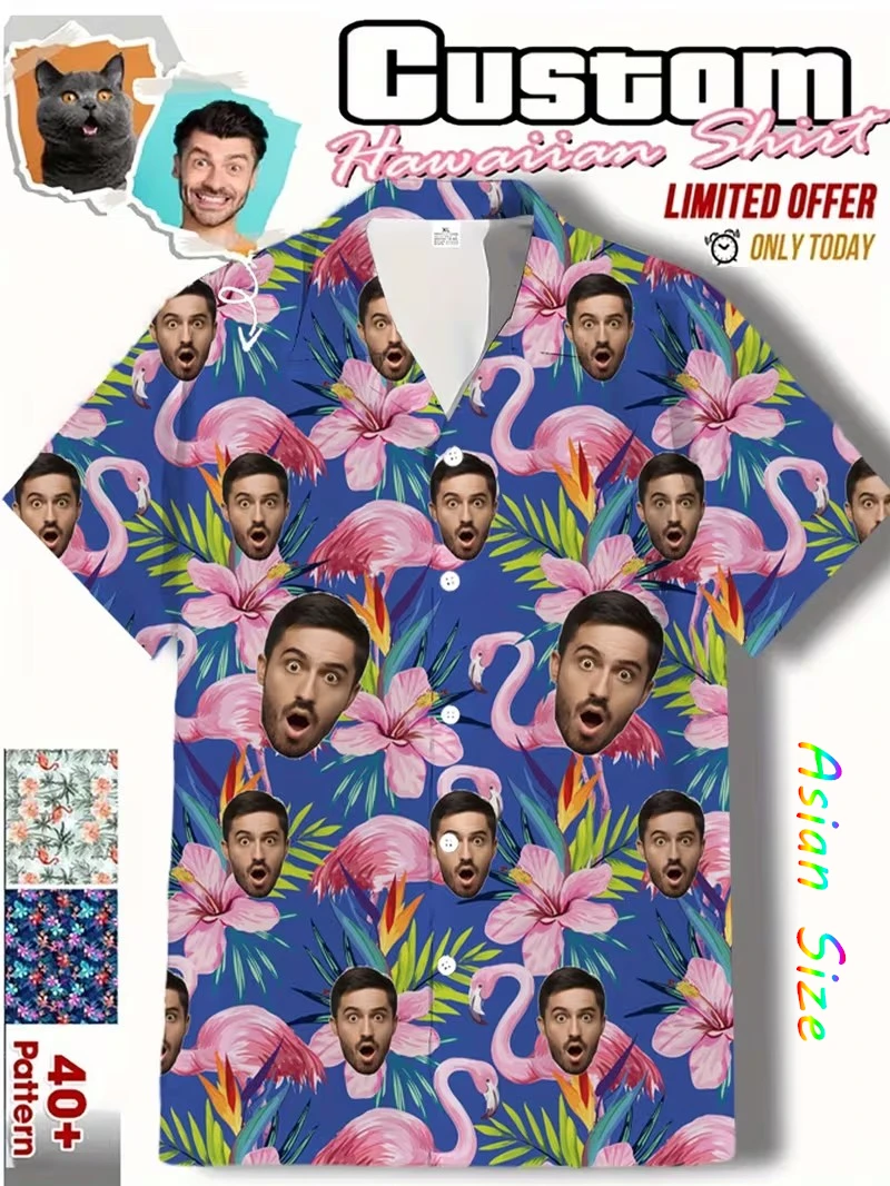 

Забавная тропическая гавайская рубашка с 3D фотопринтом на заказ, рубашка с короткими рукавами и пуговицами, дизайнерская рубашка, одежда для пляжной вечеринки, Camisa