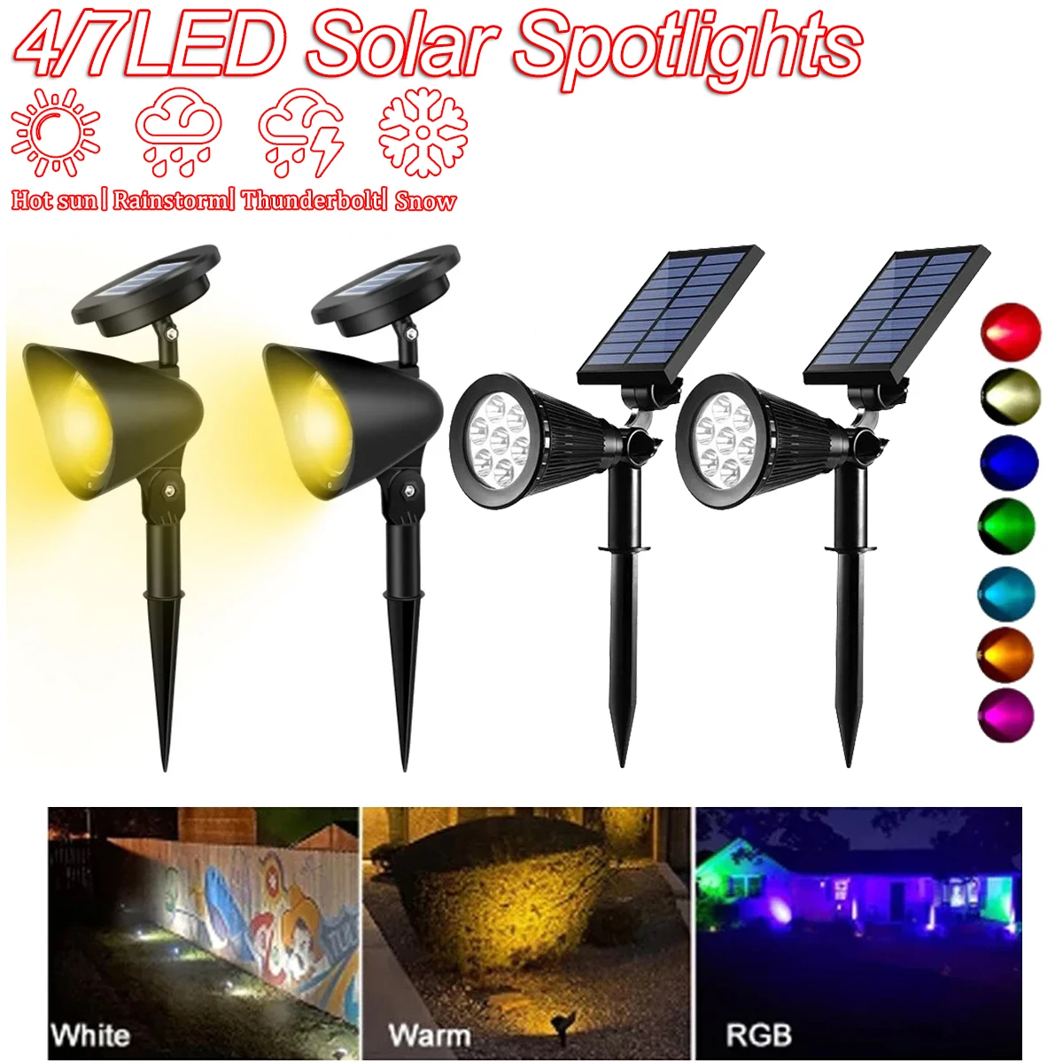 1~10pcs Solar Lawn Lamp Spotlights Outdoor Ip65 Waterproof 7LED Landscape Light Villa Garden Yard Decor Solar Powered Lights