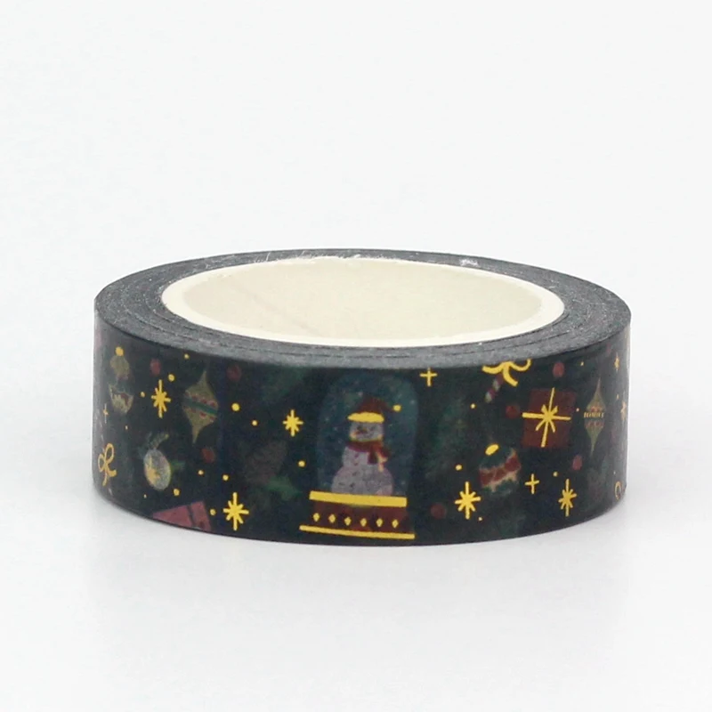 NEW 1X 10M Deco Gold Foil Christmas Poinsettia Snowman & Stars Washi Tape for Scrapbooking Planner Masking Tape Kawaii Papeleria