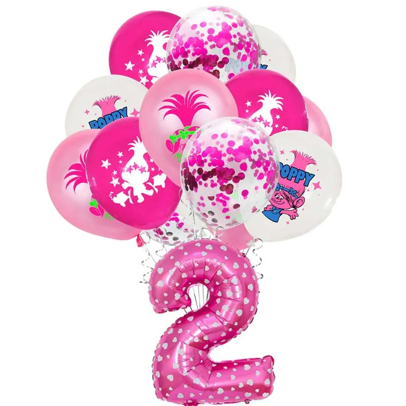 Disney Trolls Latex Balloon Girls Birthday Party Supplies Home Decor Number Ballon Baby Shower Boy Kid Toy Wedding Decoration